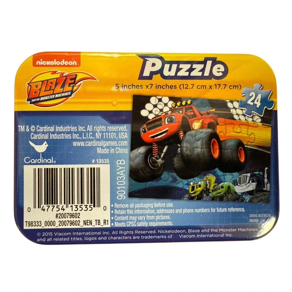 Blaze Monster Machines Puzzle Lot 3 Sealed‎ Tin 24pc Kids Travel Nickelodeon